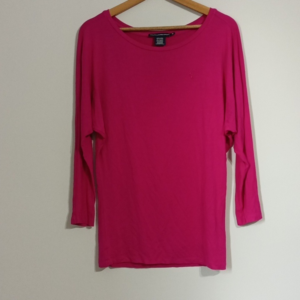 RALPH Lauren Sport Dark Pink Women's Medium 3/4 Sleeve Boat Neckline